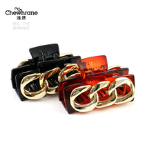 Shallow temperament female summer head big grab clip hair volume shark clip chain hair bath headdress hairclip pin high end