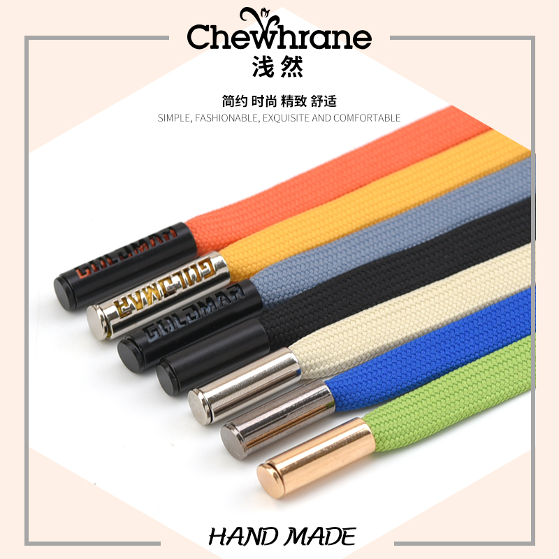 Sweatshirt tape drawing rope hat clothes sports pants with rope metal head cap rope woman decoration pants rope male pants waist rope