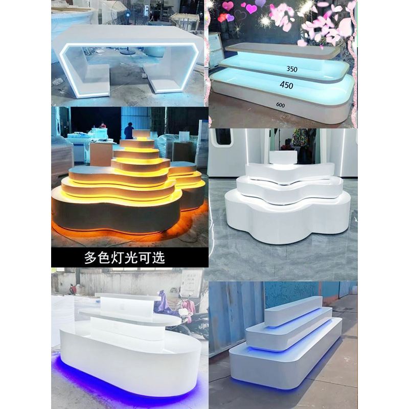 展台 展示台圆形中岛柜商用发光产品架异形桌多层创意服装店鞋柜