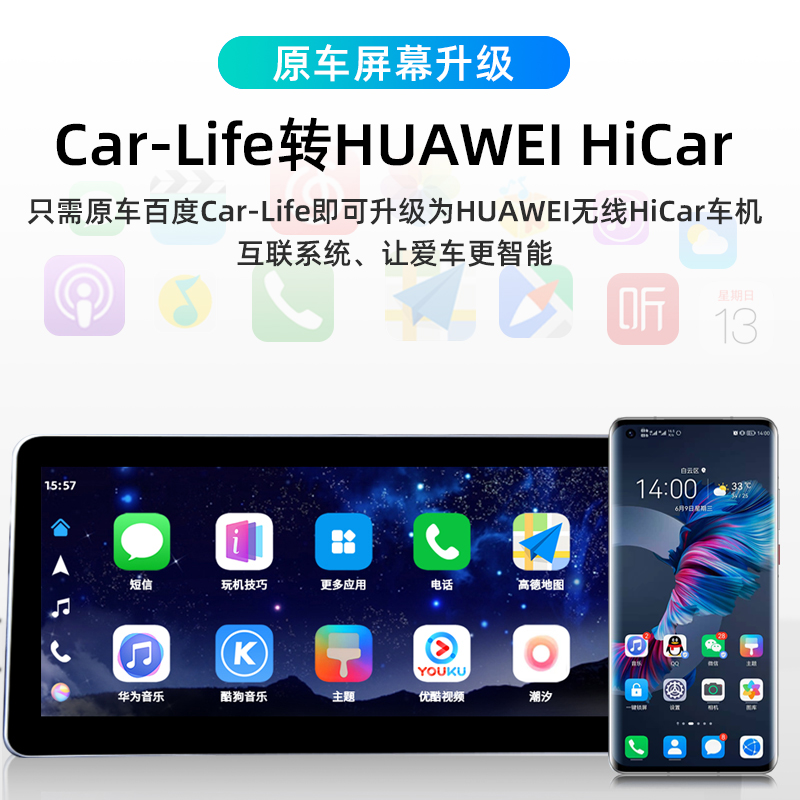 الحرس المخلص العلم الأحمر HS5 Cable carlife إلى الراديو carplay Huawei hicar ترابط