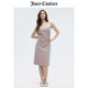 JuicyCouture orange suit women's summer new dopamine American knitted striped T-shirt dress women