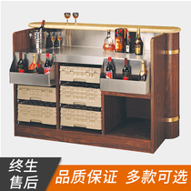  Hand-pushed wooden bar table Mobile bar car on-site bartending car Mobile milk tea car with cup sieve fashion flow