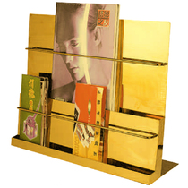 Front desk small countertop data rack stainless steel titanium brochure display rack desktop magazine creative display stand