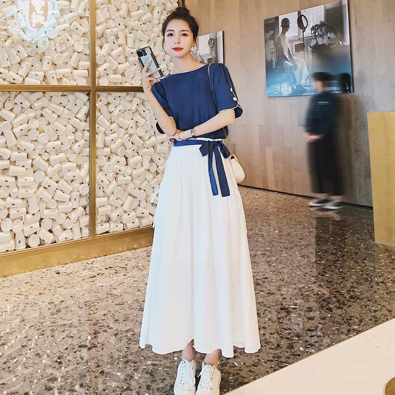 GROS SNIDEL STYLE GENTLE WIND Two Ocean Dress Women Summer Long Version of Thin Balloon Flower long dress