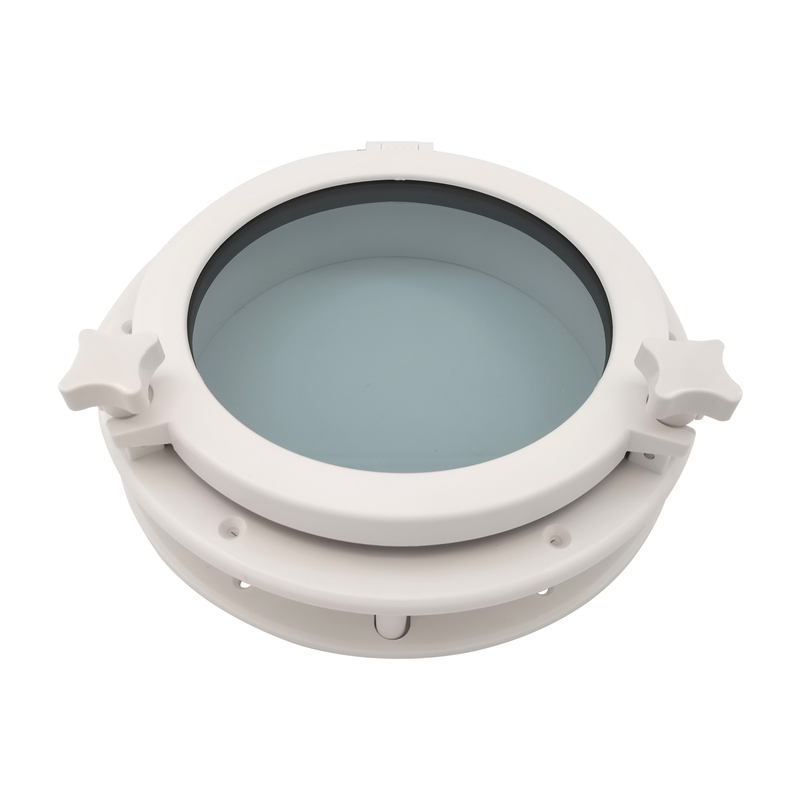 Marine 26cm White Porthole Side Window Yacht Round Skylight 4mm Tempered Glass Abs Material Uv Resistant