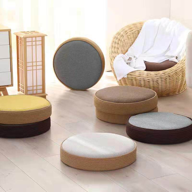 Recreation Japanese-style pouf fabric thickened round tatami bay window mat linen floor cushion futon meditating
