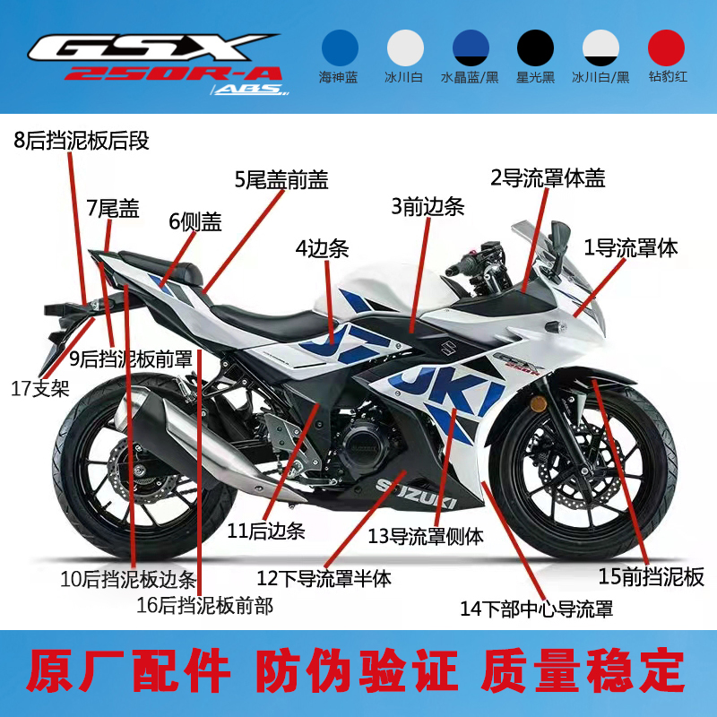 Locomotive GSX250R A deflector body rear fender side strip guard panel instrument cover full car original plastic shell