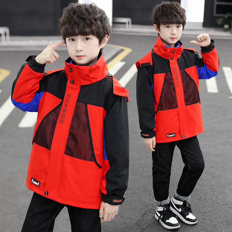 Boys' jackets three-in-one thickened autumn and winter clothes 2020 new Korean version of the big boy's foreign style disassembled fleece cotton coat