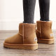 2023 New Fashionable Cowhide Snow Boots Women's Genuine Leather Short Boots Lazy Slip-On Bread Shoes Cotton Shoes Plus Velvet