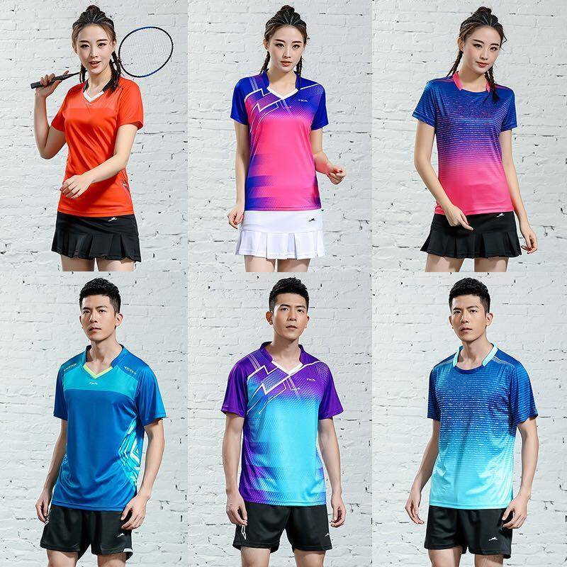 Badminton suits men and women short-sleeved tops quick-drying breathable table tennis suits group buying sportswear shorts skirts