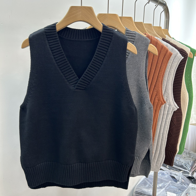 100% Pure Cotton Knitted Vest for Women, Lazy Style, V-Neck, Sleeveless, Can Be Worn Inside or Outside, Layered Vest, Versatile Sweater, Cardigan