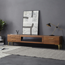 (See Nordic) Mujia Simple Nordic log black walnut custom TV cabinet solid wood audio-visual side cabinet