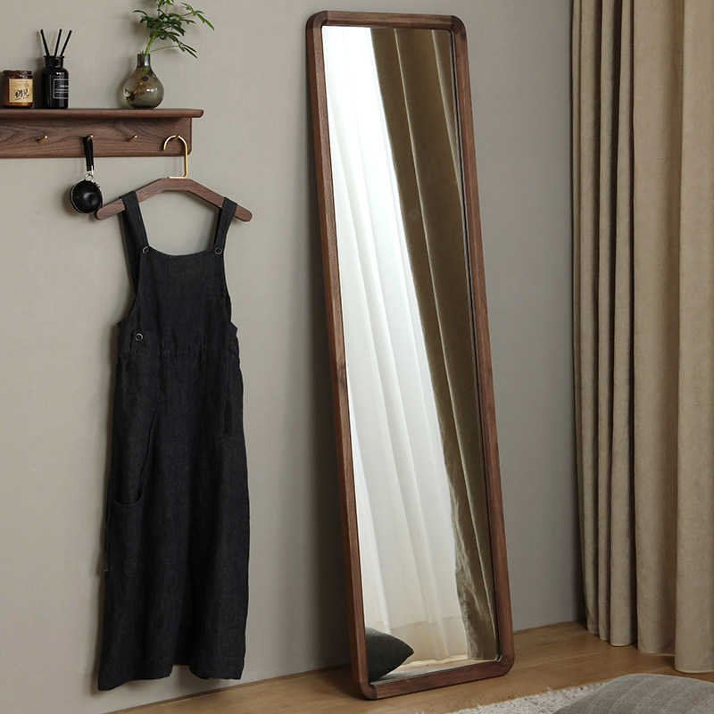 Mummy Furniture Nordic Log Full Body Mirror Brief Floor Mirror Black Walnuts Wood Red Oak Full Body Mirror Full Body Mirror