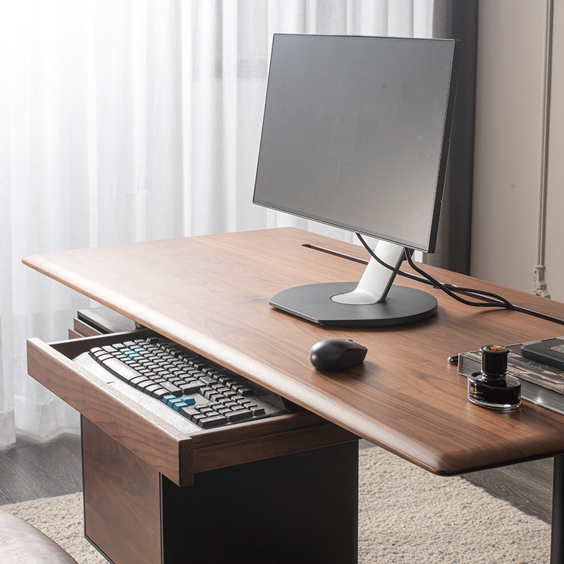 Import Log Black Walnuts Desk North American Oak Corner Computer Desk Solid Wood Furniture Set Up To Desk