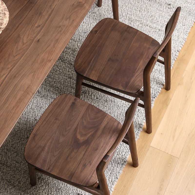 Black Walnut Solid Wood Chair Nordic Solid Wood chair Single - person backed log chair