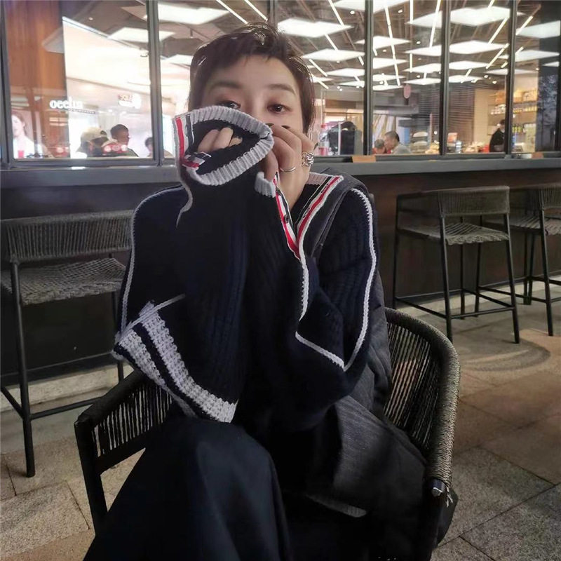 TB Thom Tide brand pullover sweater women 2021 Winter style college style casual sweater loose warm coat