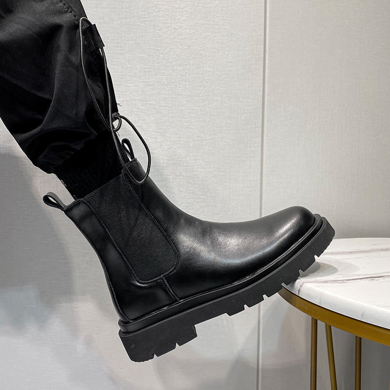Winter plus velvet Chelsea boots boots high-top leather Martin boots chimney tooling boots Korean men's all-match leather boots