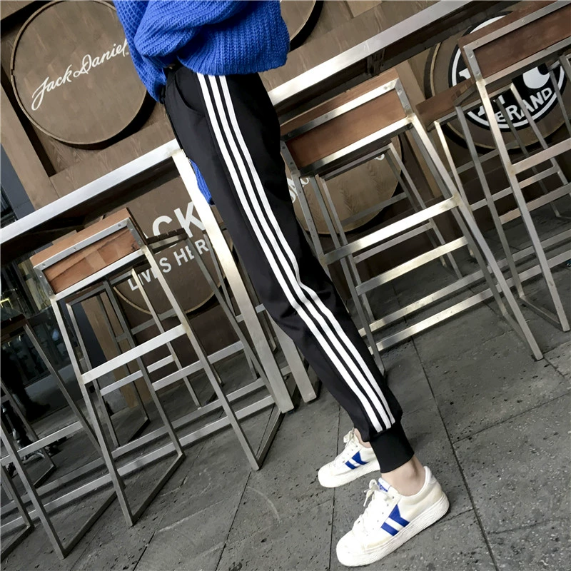 Quần thể thao mới nữ mùa đông Harajuku bf cộng với quần nhung độn Phiên bản Hàn Quốc của quần harem học sinh quần rộng giản dị