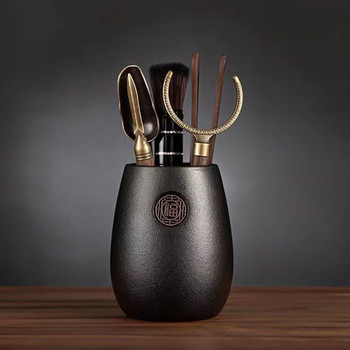 Tea ceremony gentleman black pottery tea set kung fu tea knife accessories storage supplies complete tea making tools tea table ornaments set