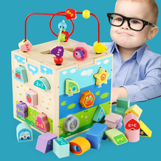Игрушки сортировщики 宝宝益智力早教1-2周岁积木玩具3-5岁早教智力开发形状配对绕珠盒