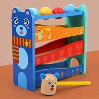 Деревянный стол для координации рук и глаз, ударные инструменты, игрушка, раннее развитие, с медвежатами, 1-2-3 лет