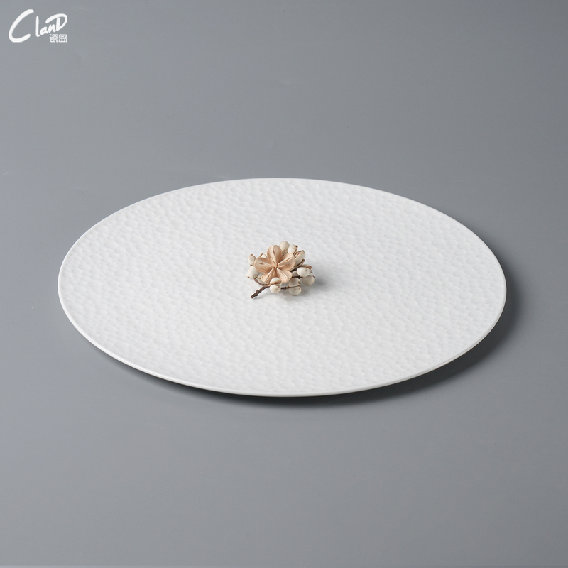 Simple White Tableware, Artistic Dish Design Plate, Ceramic Round Dinner Plate, Creative Flat Plate, Modern 11inch Steak Plate