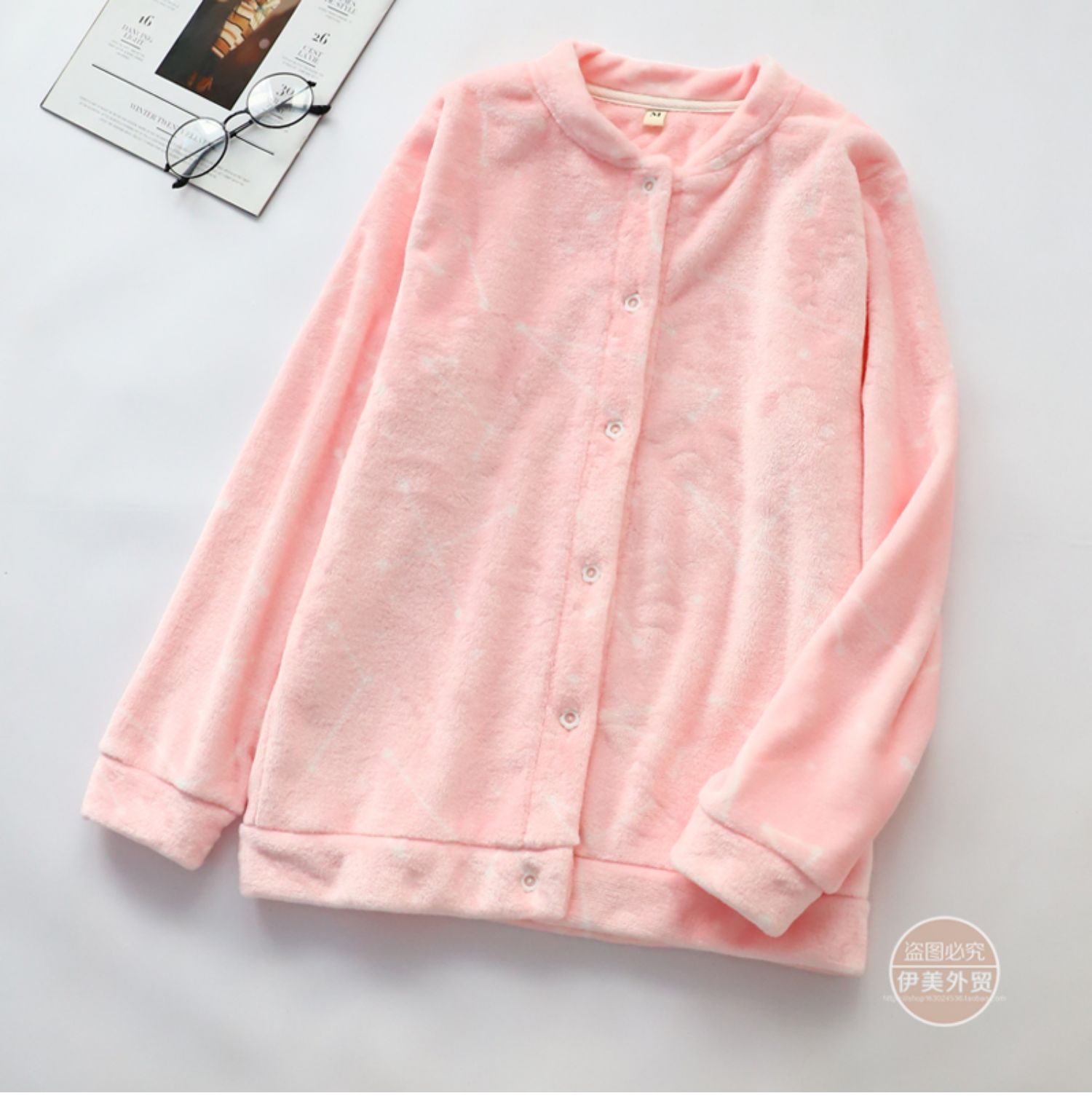 Đồ ngủ nữ flannel áo một mảnh mùa thu và mùa đông dịch vụ tại nhà dài tay dày ấm áp ấm áp sinh viên ngọt ngào cardigan ngọt ngào bộ thu đông nữ