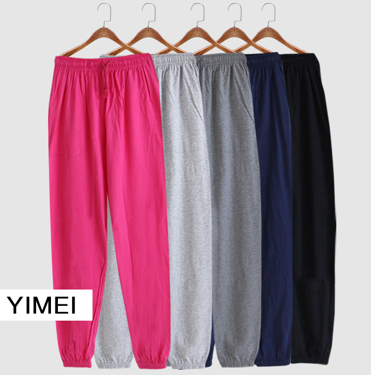 Đàn ông và phụ nữ ngủ quần cotton mỏng mùa thu đông quần gió nam