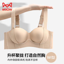 Catman Seamless Underwear Womens Small Breasts Gather Up to Show Bigger Side Breasts Anti-Sagging Wireless Bra 2024 New Hot Style