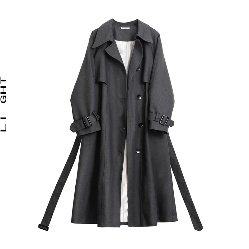 Li Ght Gray Trench Coat, Autumn British Style, Casual and Elegant, Loose Fit, High-End Feel, Mid-Length Coat for Petite Figures