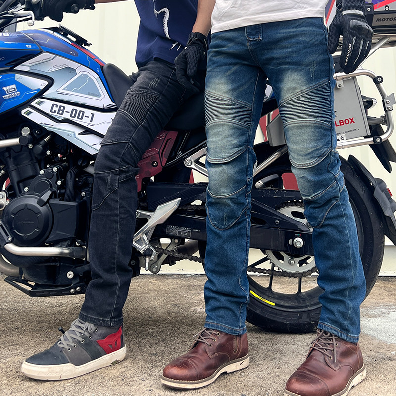 Motorcycle retro riding pants for men and women Four Seasons Plus Anti-Fall Locomotive Pants Kharey Jeans Summer Autumn Winter Protective Pants-Taobao