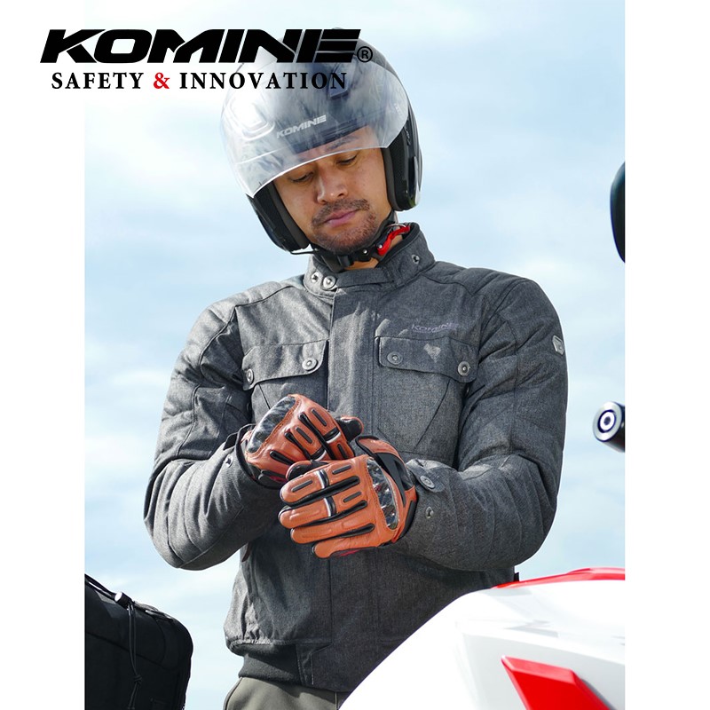 komine20 rider's glove Gloves Warm Mountain Goat Leather Windproof for men and women Autumn Winter carbon fiber high protection GK-844