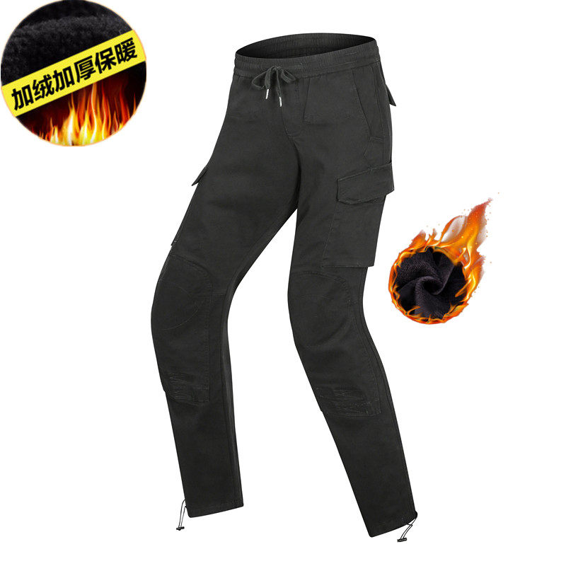 Season Winter Locomotive Engineering Pants Men's Cashmere Windproof Pants Riding Men's Style Bungling Pants Men's Locomotive Straight Barrel Pants