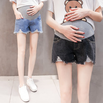 Pregnant womens denim shorts womens summer style 2021 new Korean style fashion pregnant womens bottoming pants outerwear tide mom summer dress