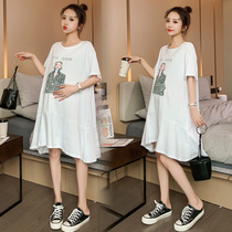 Internet Red Ocean Pregnant Women Summer Clothing Blouse 2021 New Loose Big Code Short Sleeve Pregnant Woman With Dress Summer Boomer