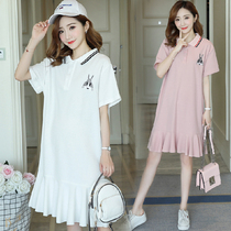 Pregnancy maternity dress Summer new T-shirt POLO collar pregnant woman blouses pregnant woman with dress and summer clothing short sleeves
