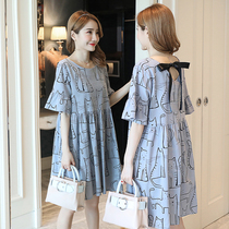 Maternity wear summer dress fashion style 2021 new spring coat loose Korean summer cotton linen A-line skirt