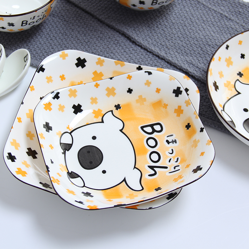 Gravitational ceramic plate 2 household 8 inch cartoon disc Japanese tableware disc under glazed plate
