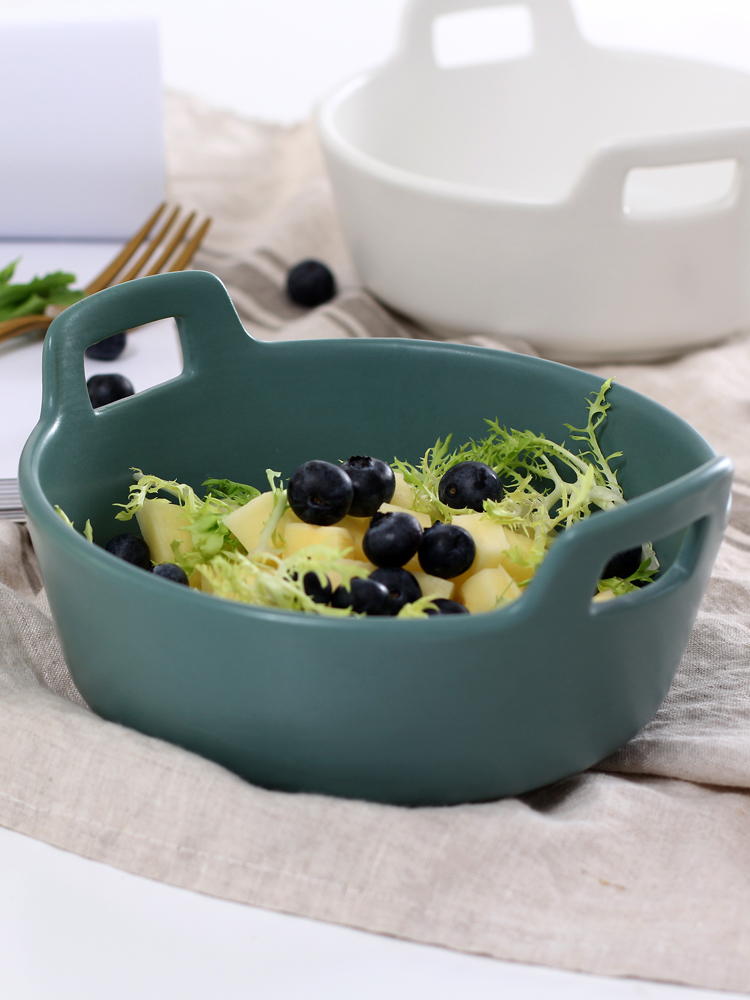 Porcelain Gravitating Creativity Binaural Dish Bowl Large Matt Matt Ceramic Soup Bowl Bowl Fruit Salad Bowl Nordic Italian Noodle Bowl