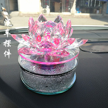 High-end dashboard car interior decoration Lotus creative perfume seat solar rotating crystal car decoration jewelry