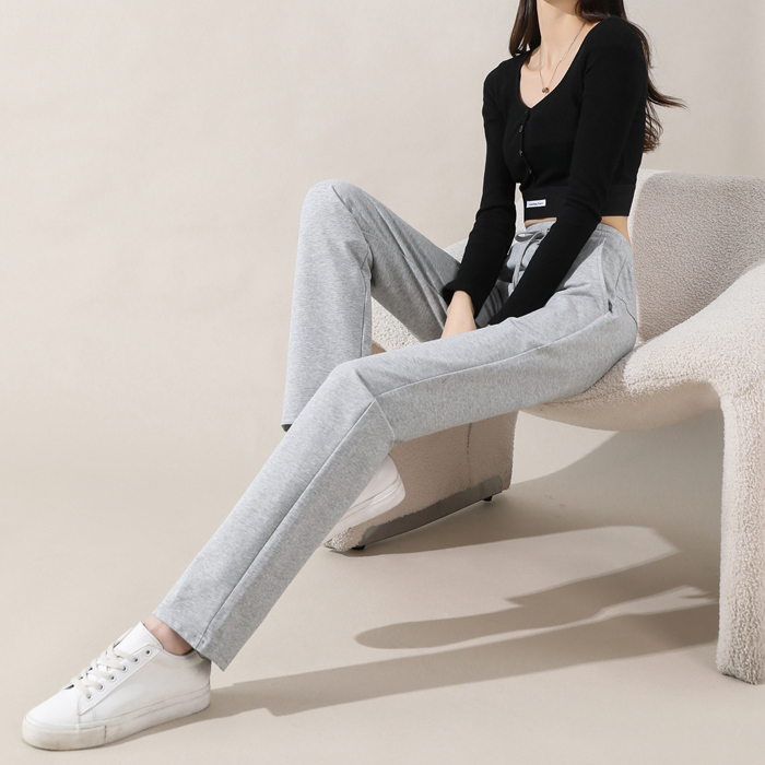 Thin Sports Pants for Women, Suitable for Spring, Autumn, and Summer, Straight-Leg Cigarette Pants, Loose-Fitting Running Casual Pants for Students, Girls' Cotton Long Pants