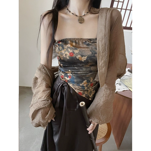 Дизайнерский летний тонкий кардиган, китайский стиль, защита от солнца