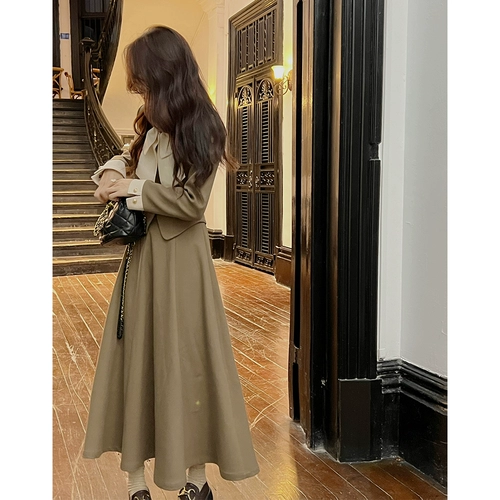 Дизайнерский ретро демисезонный комплект с бантиком, коллекция 2022