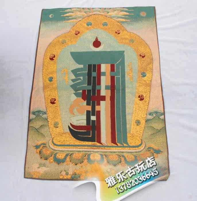 Tibetan Buddha statue Nepal God of wealth Thangka portrait Brocade painting Silk machine embroidery Gold silk Thangka cloth painting embroidery