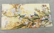 Tibetan Thangka Nepal middle hall painting Gold silk embroidery banner Silk embroidery brocade painting Living room decoration flowers and birds