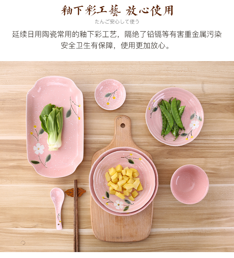 Bộ đồ ăn Nhật Bản đặt bát Bộ đồ ăn bằng gốm sứ Bộ bát đĩa món ăn bát đĩa bát cơm bát súp cá đĩa dĩa nhựa