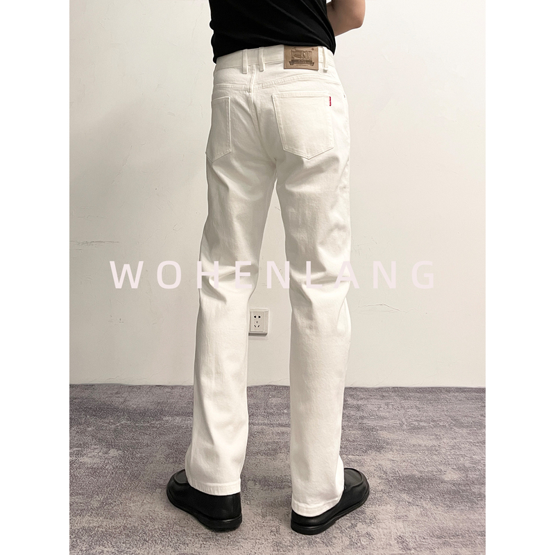 【Red Selvedge Denim Series】12 oz Thin Casual Pants Red Selvedge 501 White Straight-Leg Jeans