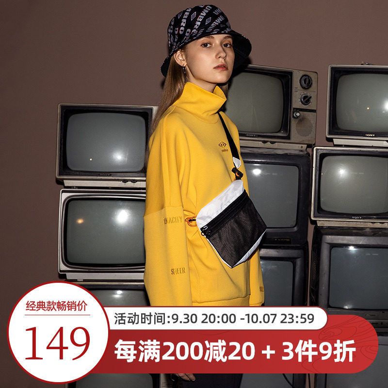 Umbro UMBRO autumn and winter women's high-neck fashion pullover capless sports loose sweater UI193AP2444