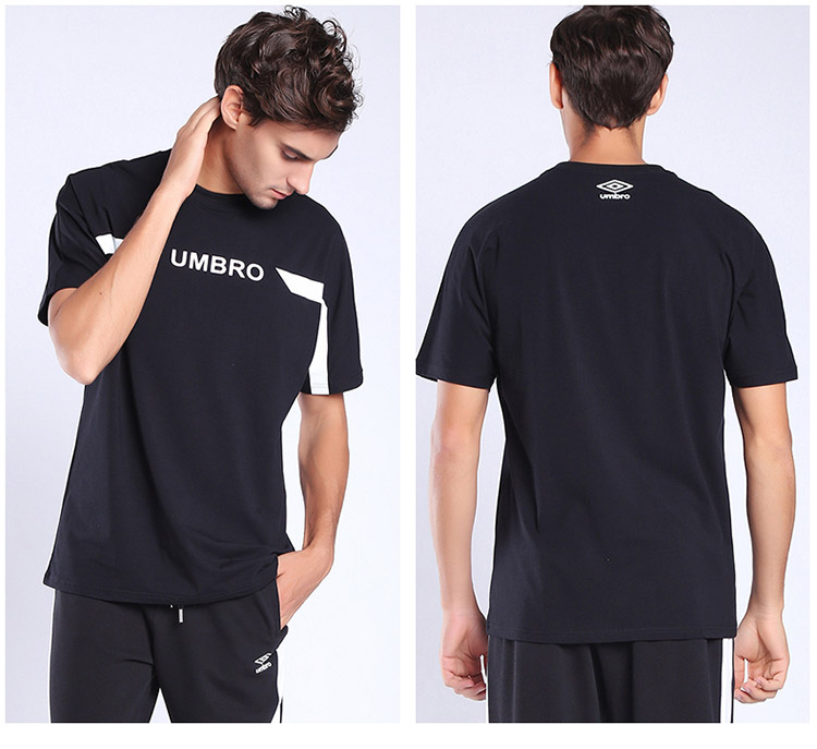 Umbro UMBRO nam thể thao giản dị tay ngắn in chữ rộng cổ áo thun mỏng - Áo phông thể thao áo thun gym