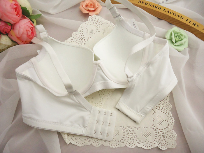 Đơn giản màu rắn ba-ngực sợi carbon trắng cotton mỏng B cup ladies bra điều chỉnh loại tập hợp các bộ sưu tập của đồ lót vú